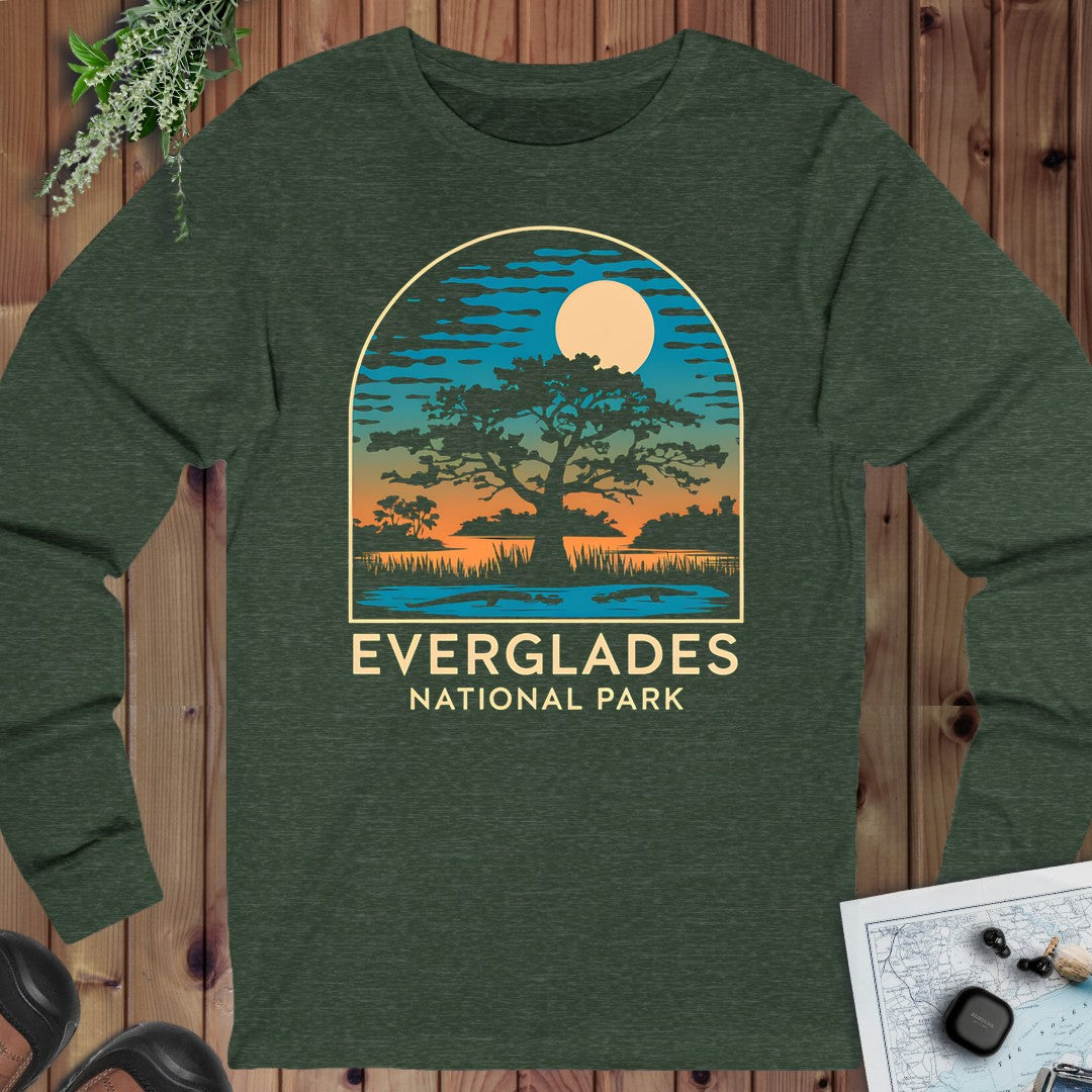 Everglades National Park Florida Trees Long Sleeve T-Shirt in Heather Forest