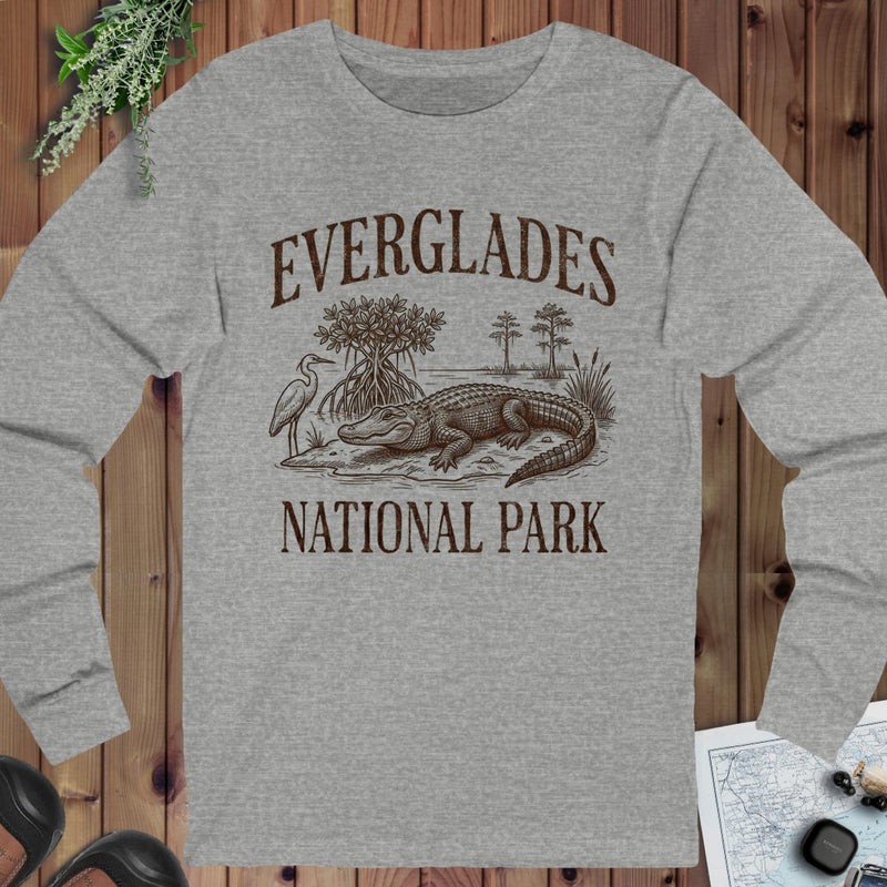 Everglades National Park Rustic Long Sleeve T-Shirt in Athletic Heather