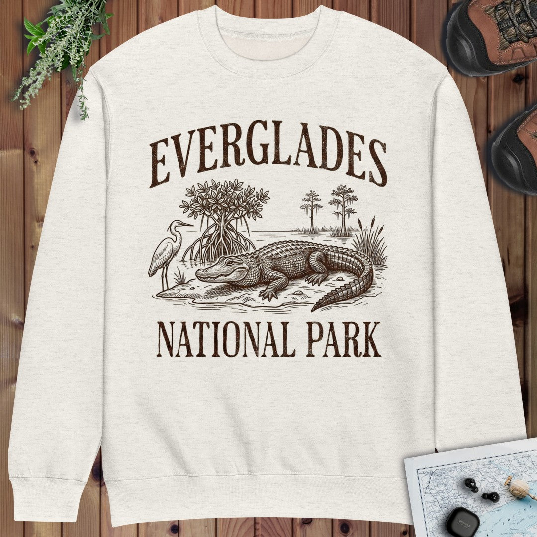 Everglades National Park Rustic Graphic Crewneck Sweatshirt in Oatmeal Heather