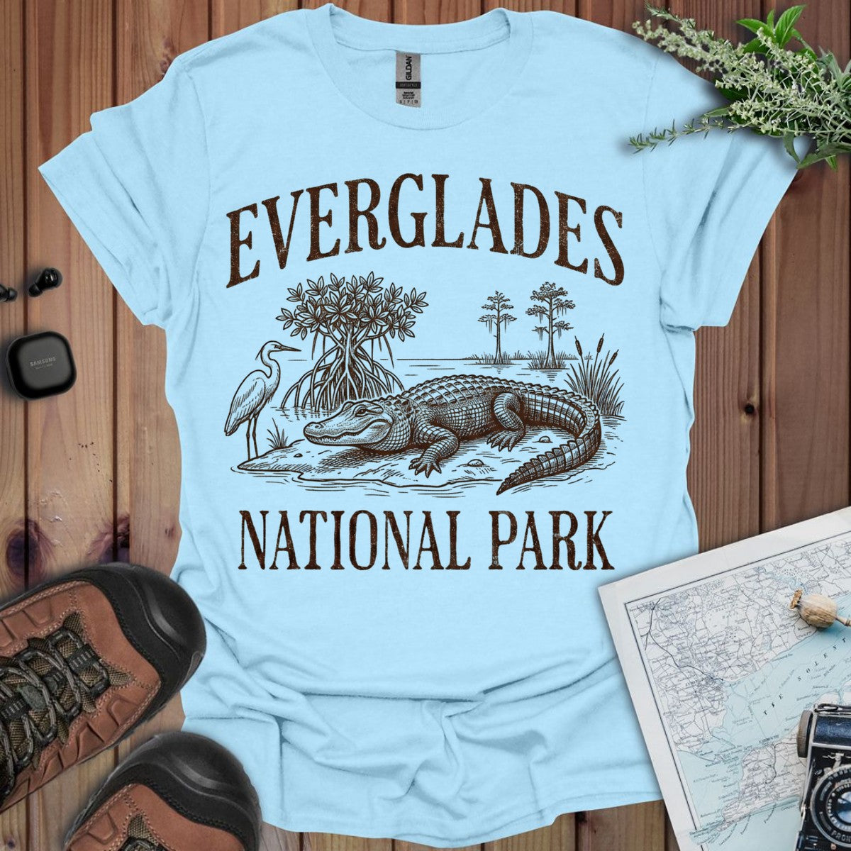Everglades National Park Rustic Graphic T-Shirt in Light Blue