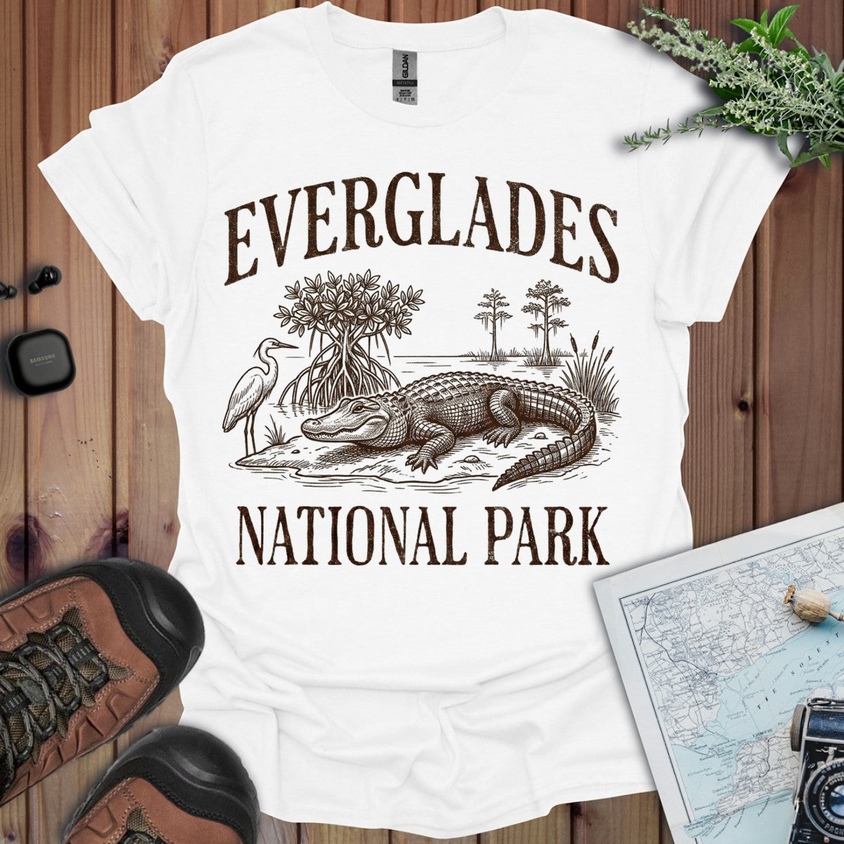 Everglades National Park Rustic Graphic T-Shirt in White