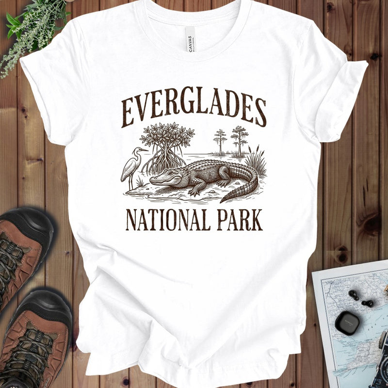 Everglades National Park Rustic Kids Graphic T-Shirt in White