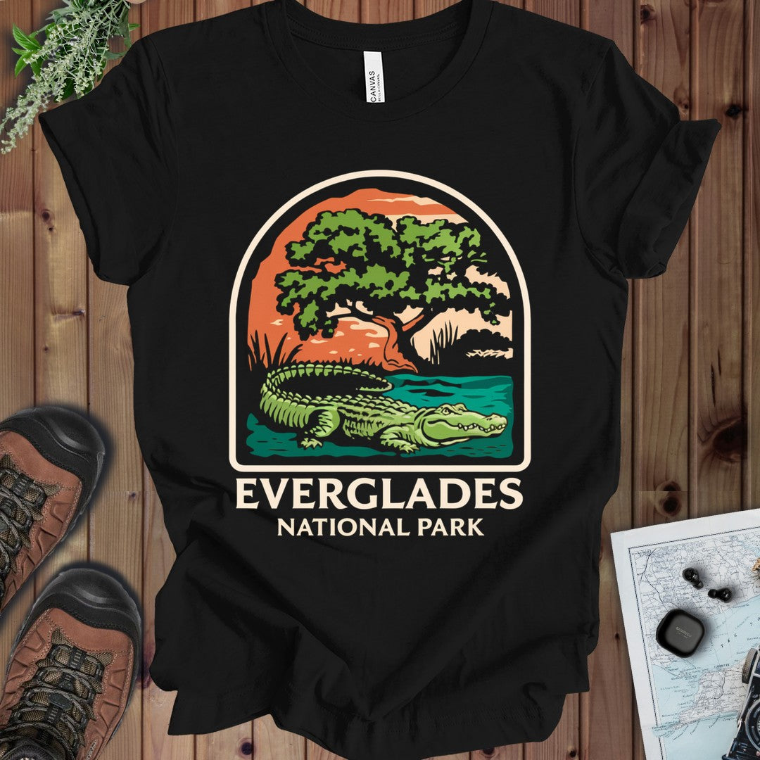 Everglades National Park Unisex Fit  Alligator Tee Kids Graphic T-Shirt in Black