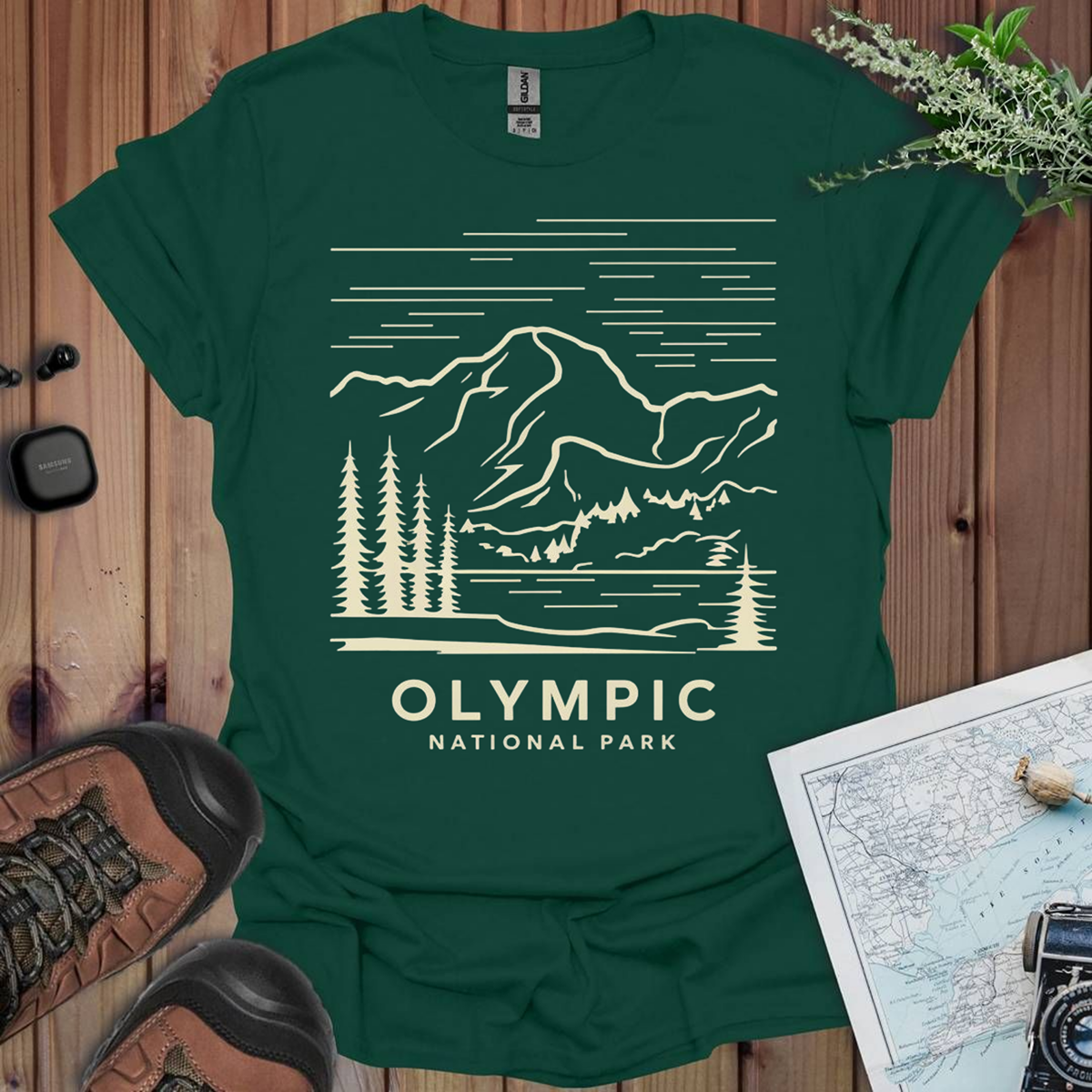 Olympic National Park Unisex T-Shirt T-Shirt Printify S Forest Green