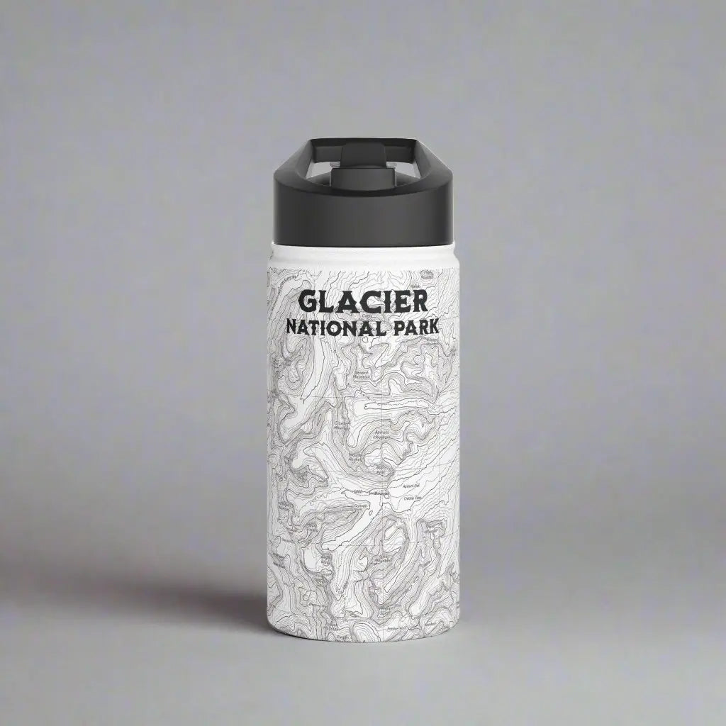 Glacier National Park Stainless Steel Water Bottle (3 Lids, 3 Sizes) water bottle Printify White 18oz Standard Straw