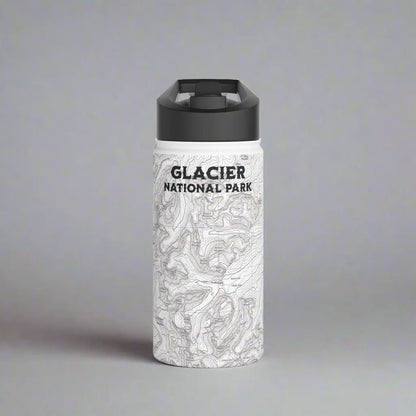 Glacier National Park Stainless Steel Water Bottle (3 Lids, 3 Sizes) water bottle Printify White 18oz Standard Straw