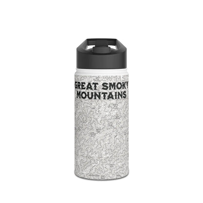 Great Smoky Mountains National Park Stainless Steel Water Bottle Handle Lid (3 Sizes, 3 Lid Options) Appalachian Trail Clingmans Dome water bottle Printify White 12oz Straw