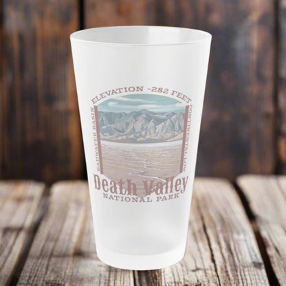 Death Valley Badwater Basin Frosted Pint Glass Frosted teelaunch