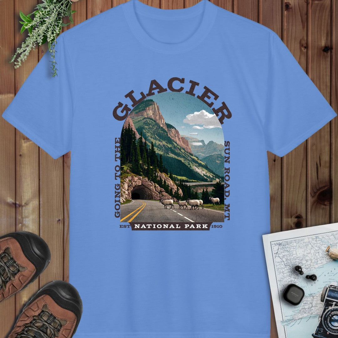 Glacier National Park Fit Going To The Sun Road Montana 1 Performance T-Shirt in Carolina Blue