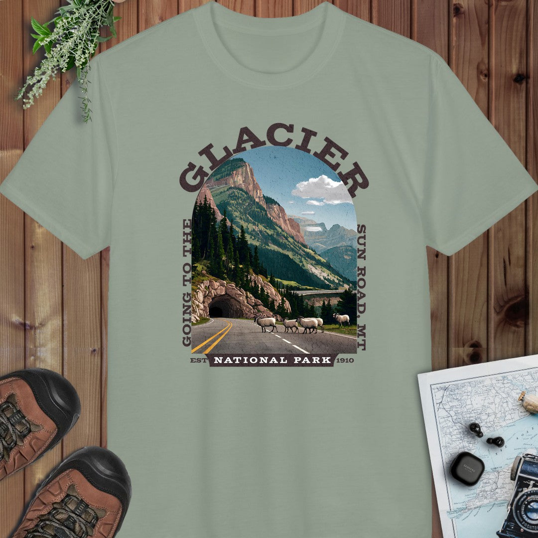 Glacier National Park Fit Going To The Sun Road Montana 1 Performance T-Shirt in Sage