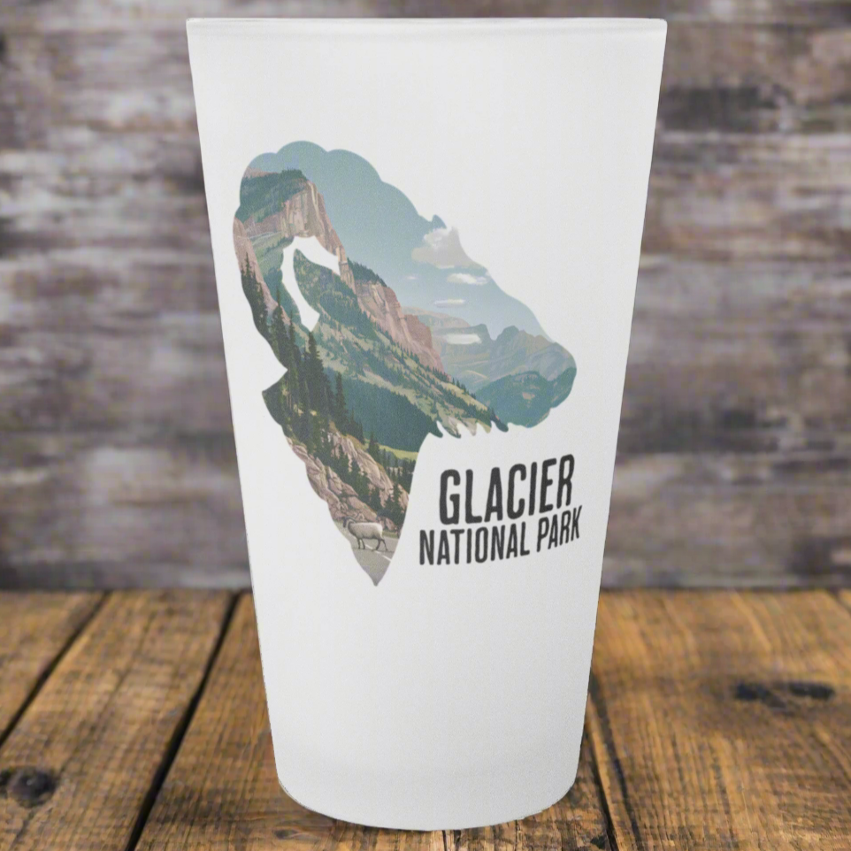 Glacier National Park Big Horned Sheep Frosted Pint pint glass teelaunch Default Title