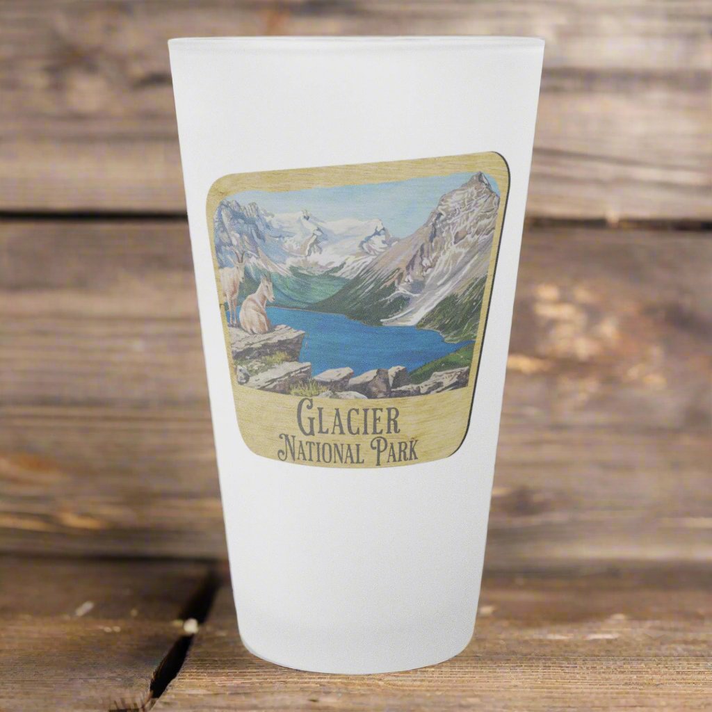 Glacier National Park Frosted Pint Glass Sign Frosted pint teelaunch