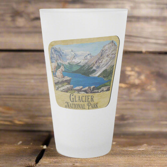 Glacier National Park Frosted Pint Glass Sign Frosted pint teelaunch