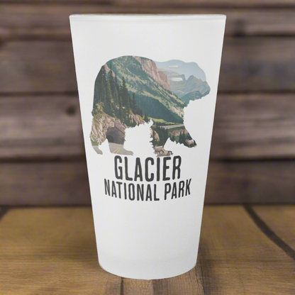Glacier National Park Grizzly Bear Frosted Pint Glass pint glass teelaunch Default Title