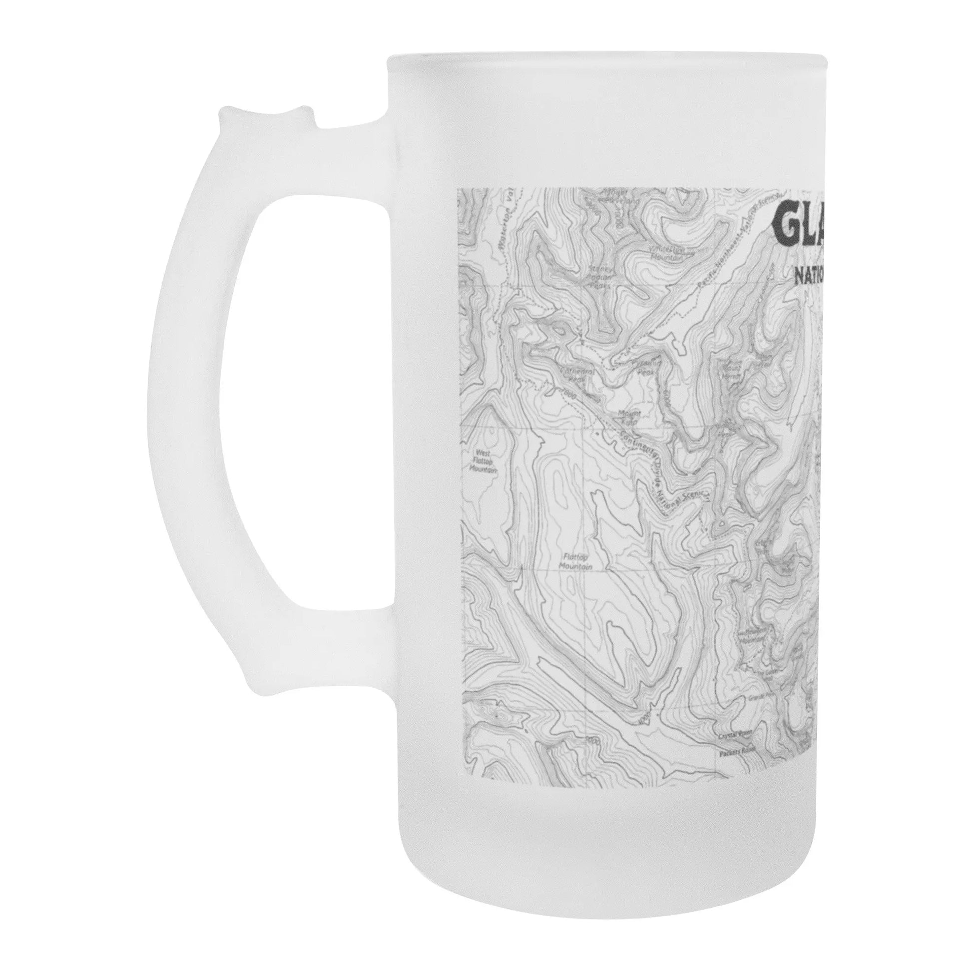 Glacier National Park Topographic Frosted Pint Mug CDT PNT Trail Drinkware teelaunch