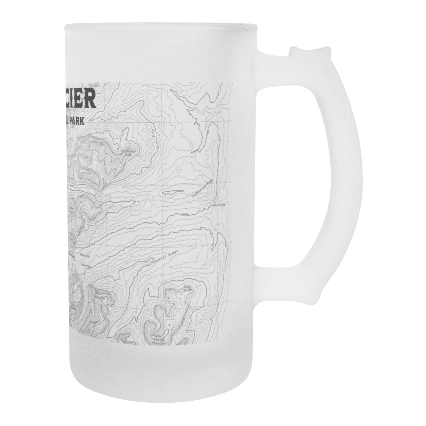 Glacier National Park Topographic Frosted Pint Mug CDT PNT Trail Drinkware teelaunch