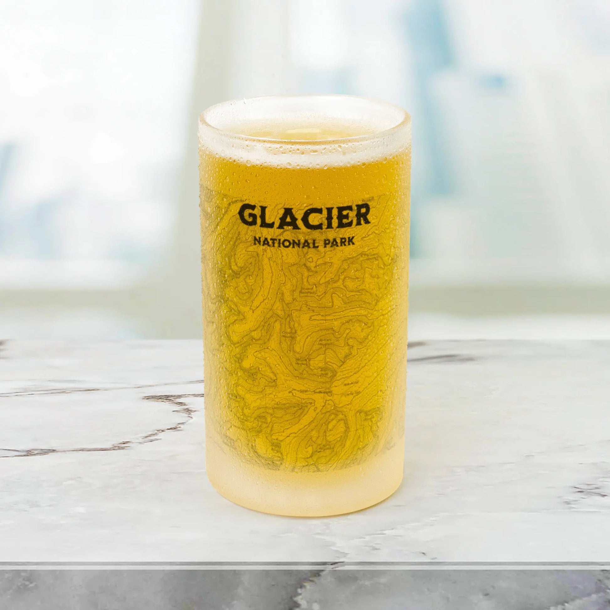 Glacier National Park Topographic Frosted Pint Mug CDT PNT Trail Drinkware teelaunch