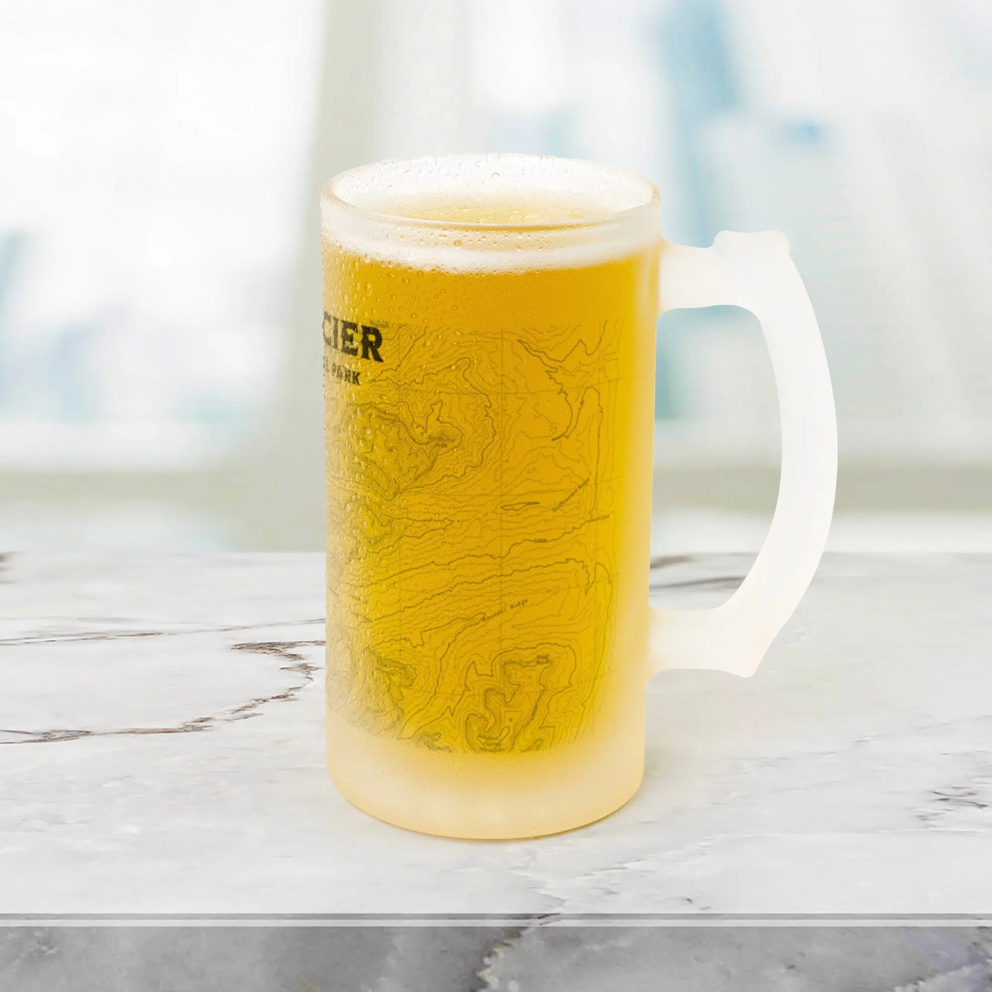 Glacier National Park Topographic Frosted Pint Mug CDT PNT Trail Drinkware teelaunch Default Title