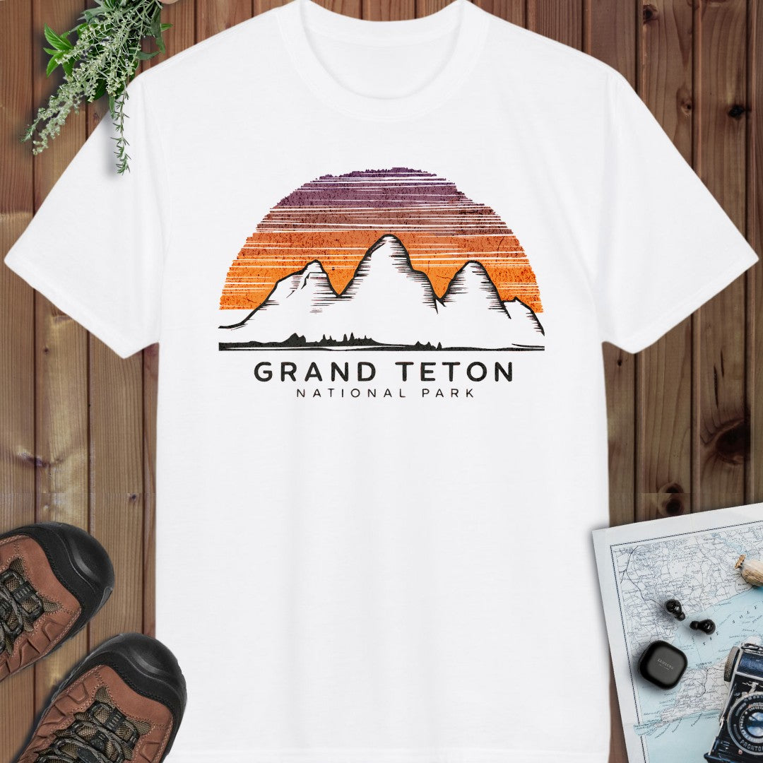 Grand Teton National Park Colorful Sky Art Performance T-Shirt in White