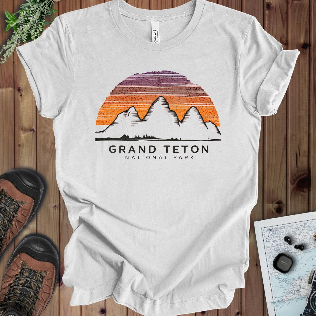 Grand Teton National Park  Colorful Sky Kids Graphic T-Shirt in Ash