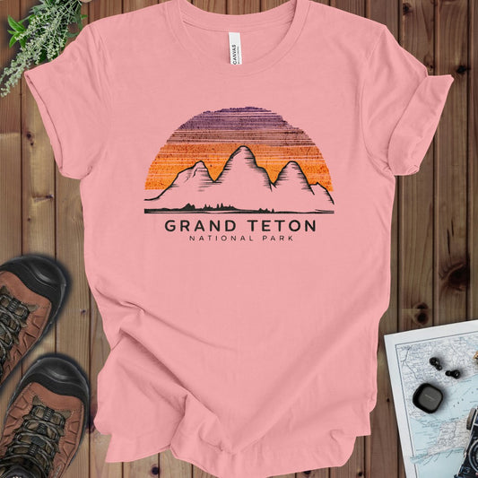 Grand Teton National Park  Colorful Sky Kids Graphic T-Shirt in Pink