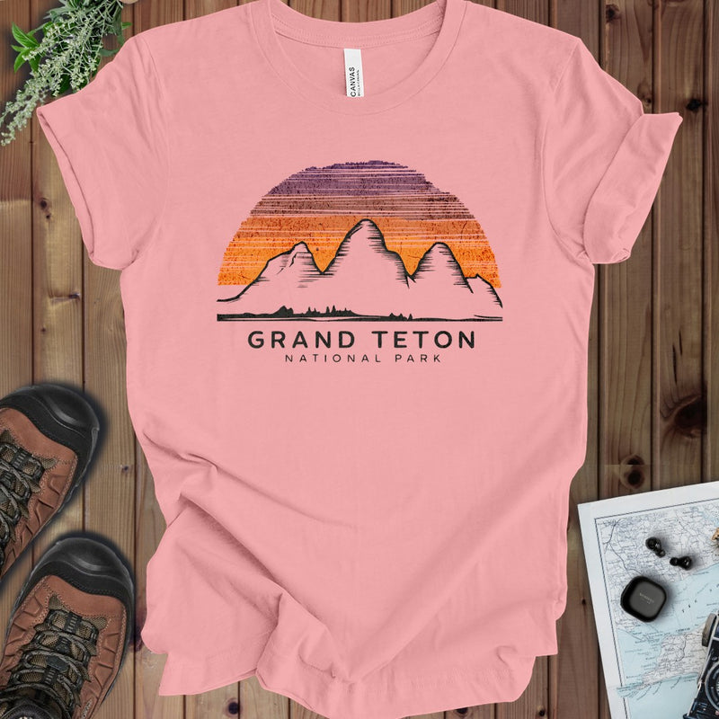 Grand Teton National Park  Colorful Sky Kids Graphic T-Shirt in Pink