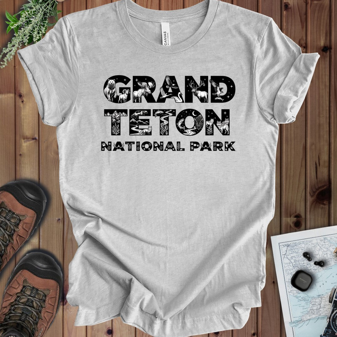 Grand Teton National Park Kids Silhouette Graphic T-Shirt in Athletic Heather