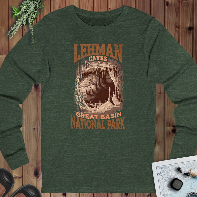 Great Basin National Park Lehman Caves Long Sleeve T-Shirt in Heather Forest