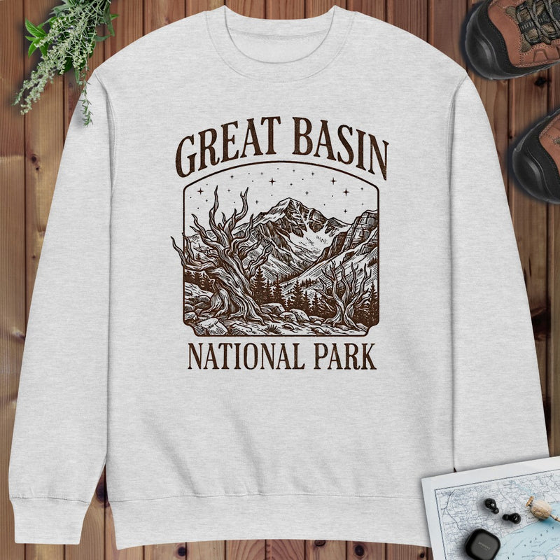 Great Basin National Park Rustic Crewneck Sweatshirt in Heather Grey
