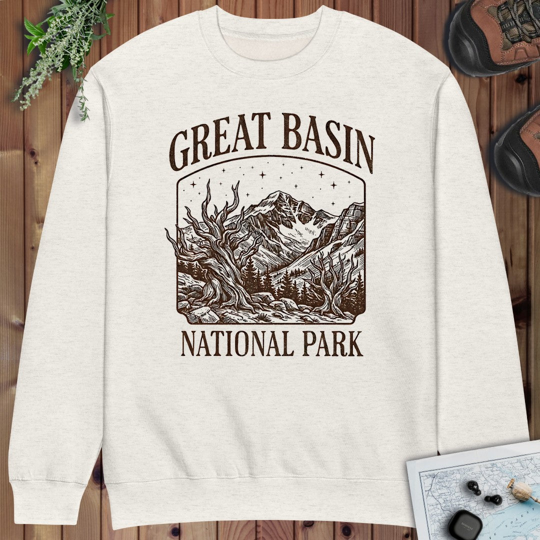 Great Basin National Park Rustic Crewneck Sweatshirt in Oatmeal Heather