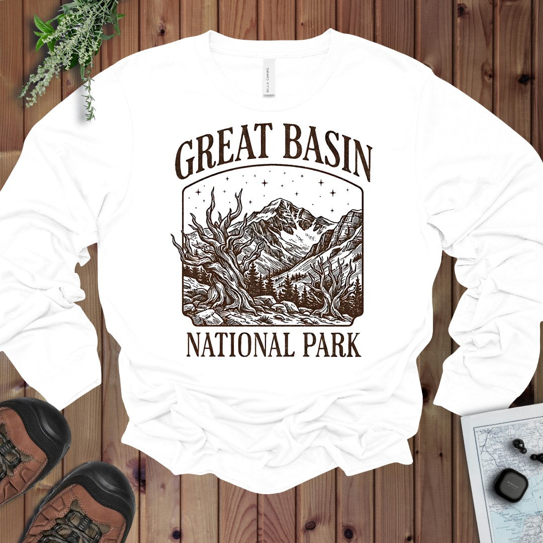 Great Basin National Park Rustic Long Sleeve T-Shirt in White