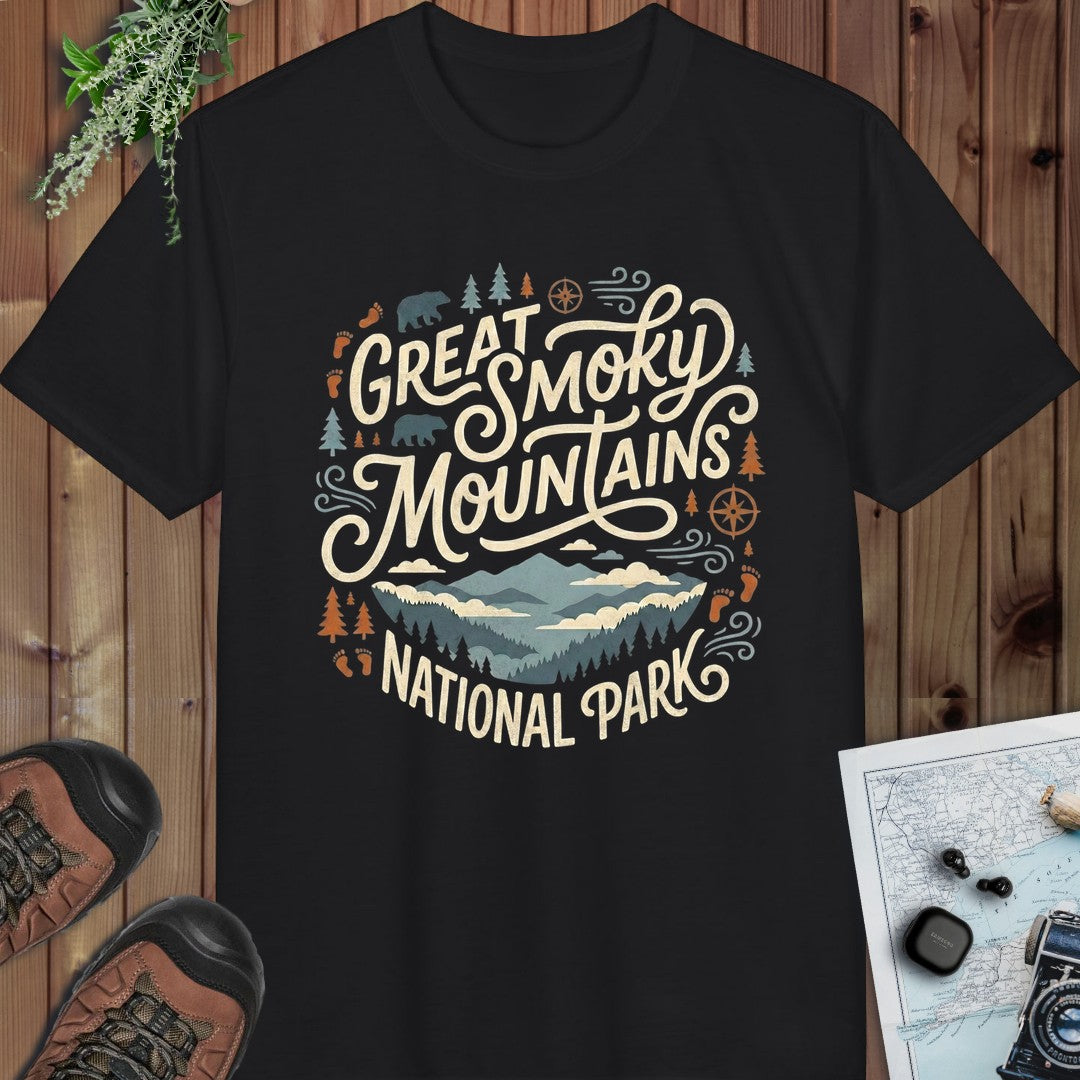 Great Smoky Mountain National Park Performance T-Shirt in Black
