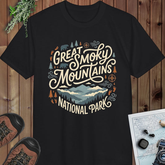 Great Smoky Mountain National Park Performance T-Shirt in Black