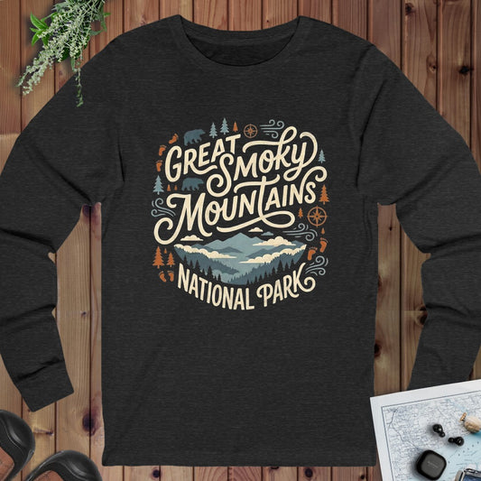 Great Smoky Mountain National Park Long Sleeve T-Shirt in Dark Grey Heather