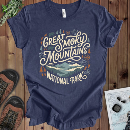 Great Smoky Mountain National Park Kids Graphic T-Shirt in Heather Navy