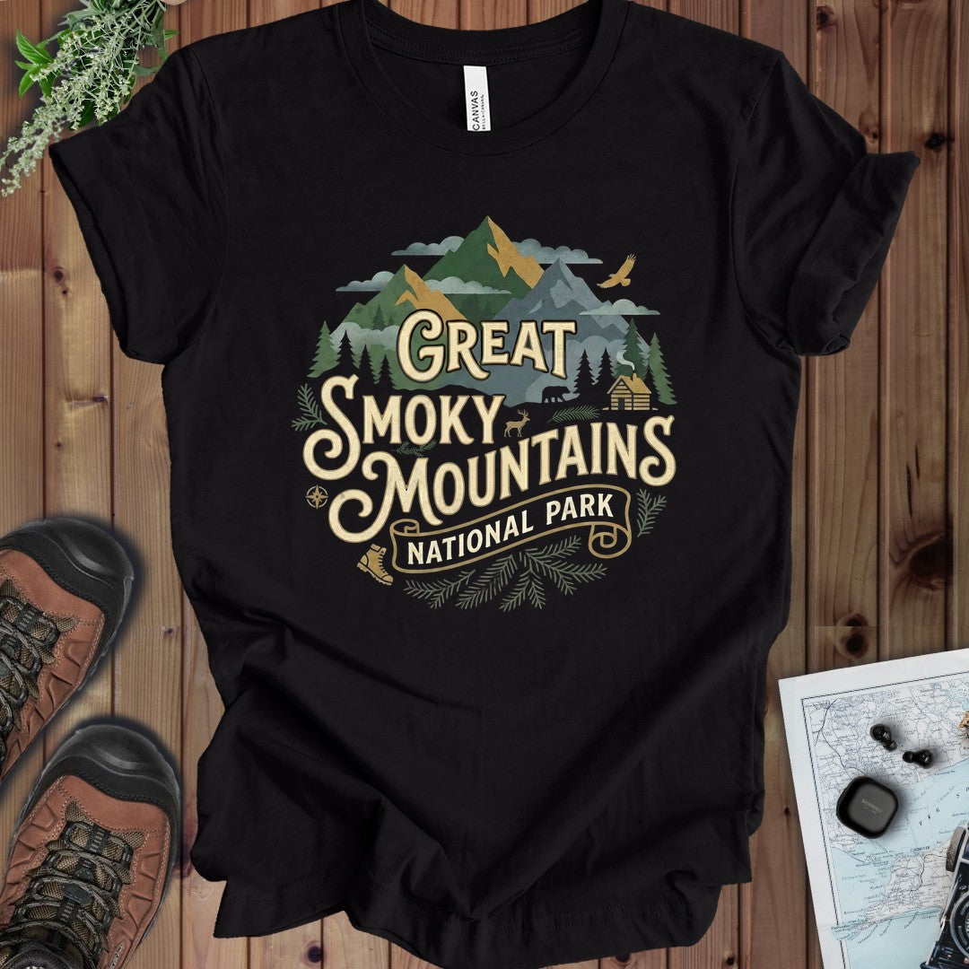 Great Smoky Mountains National Park Kids Graphic T-Shirt in Black Heather