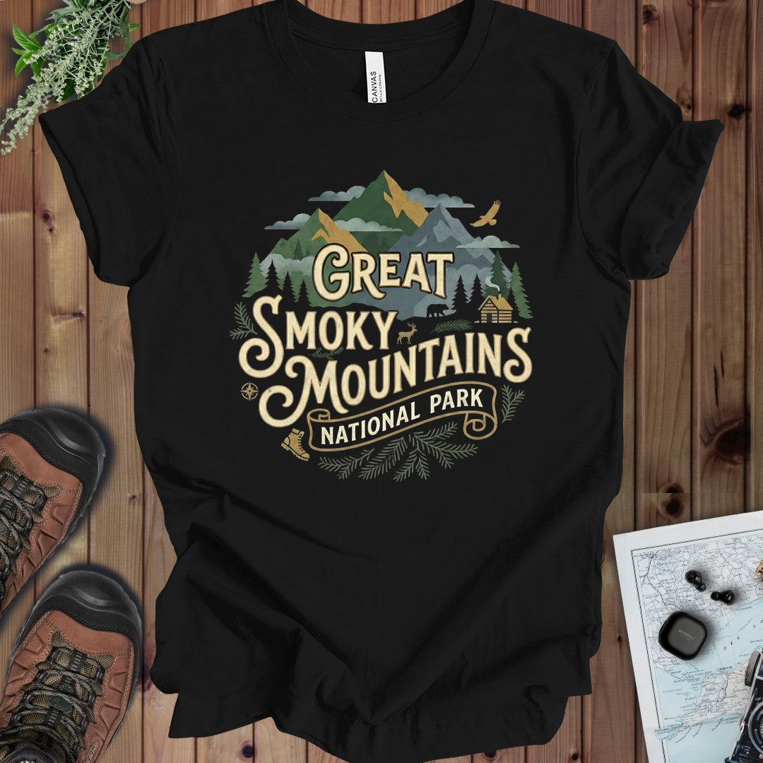 Great Smoky Mountains National Park Kids Graphic T-Shirt in Black