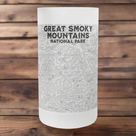 Great Smoky Mountains Frosted Topographic Mug Glass National Park Appalachian Trail Drinkware teelaunch