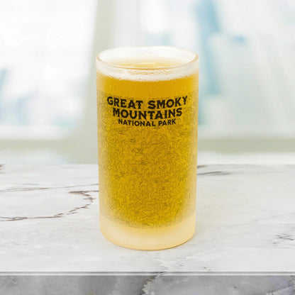 Great Smoky Mountains Frosted Topographic Mug Glass National Park Appalachian Trail Drinkware teelaunch