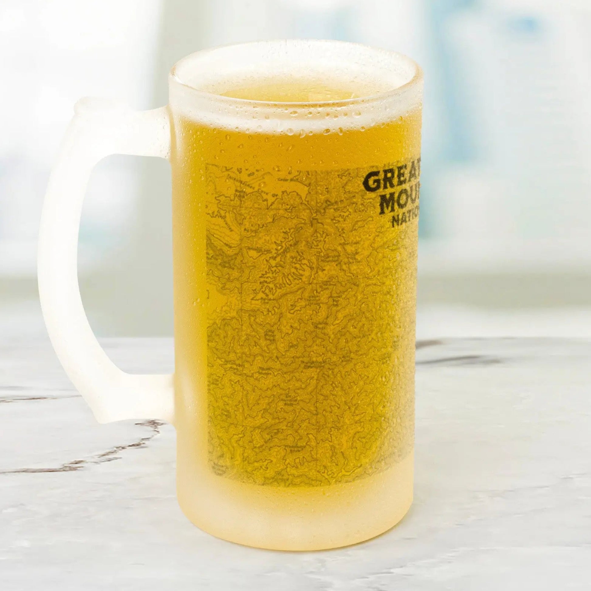 Great Smoky Mountains Frosted Topographic Mug Glass National Park Appalachian Trail Drinkware teelaunch