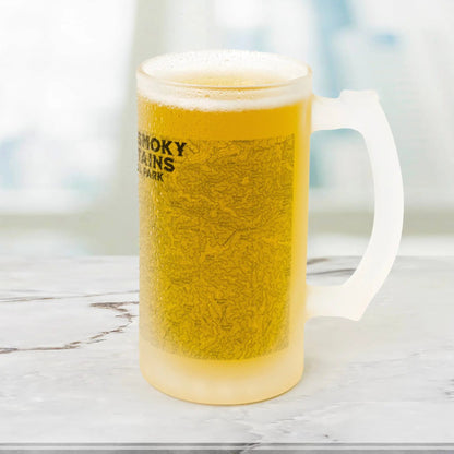 Great Smoky Mountains Frosted Topographic Mug Glass National Park Appalachian Trail Drinkware teelaunch Default Title