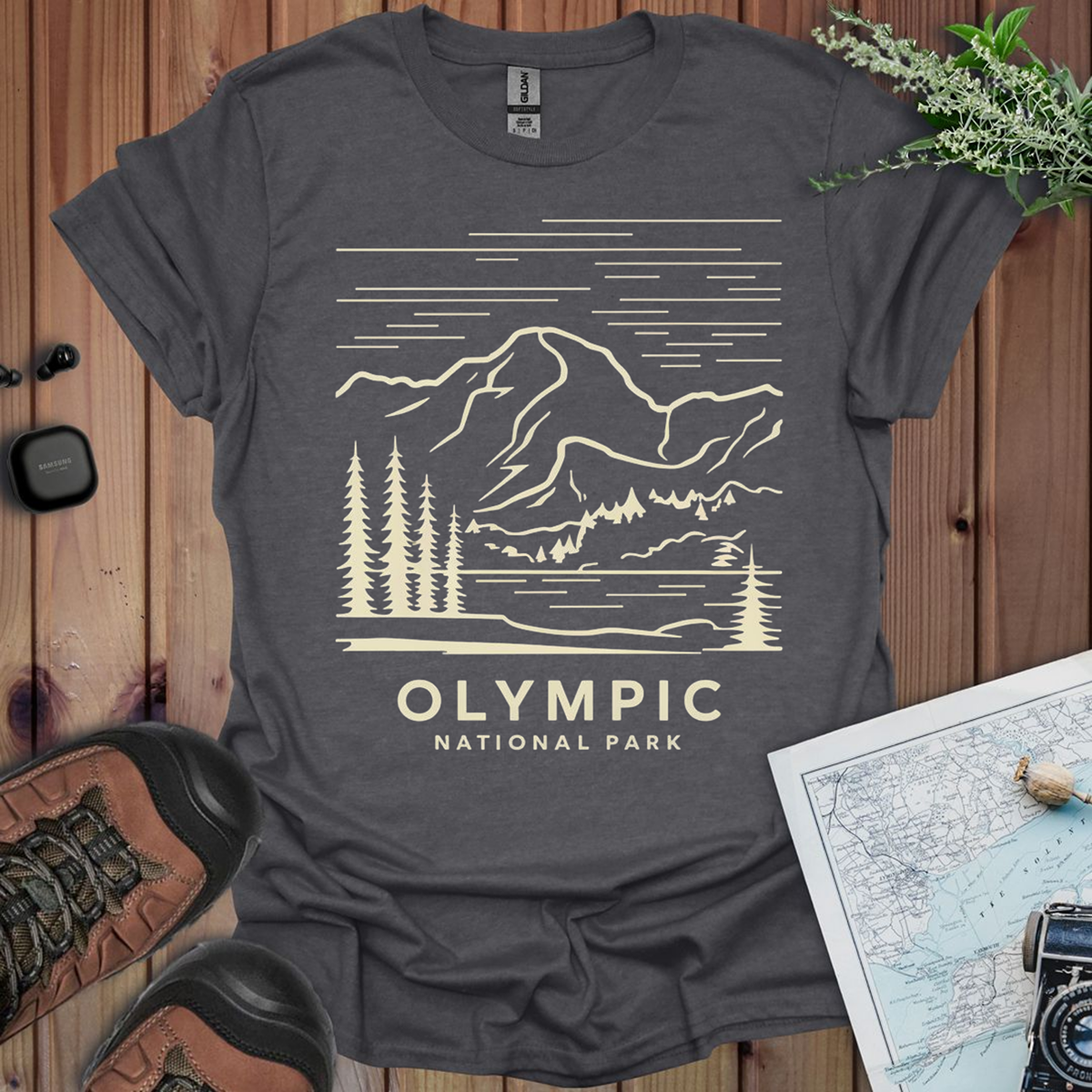 Olympic National Park Unisex T-Shirt T-Shirt Printify XS Dark Heather Grey