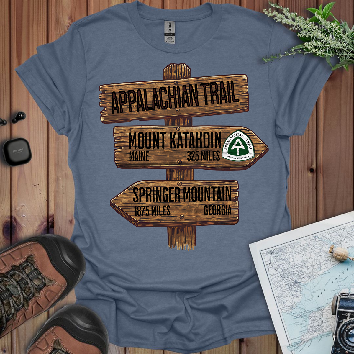 Appalachian Trail Unisex T-Shirt Katahdin Springer 2200 Miles T-Shirt Printify S Heather Indigo