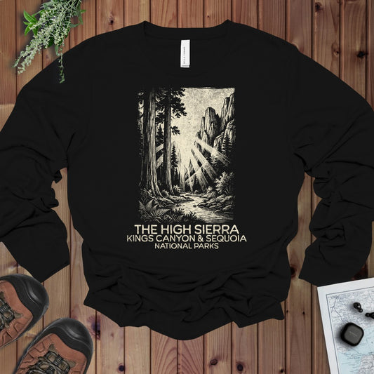 The High Sierra Kings Canyon Sequoia Long Sleeve T-Shirt in Black