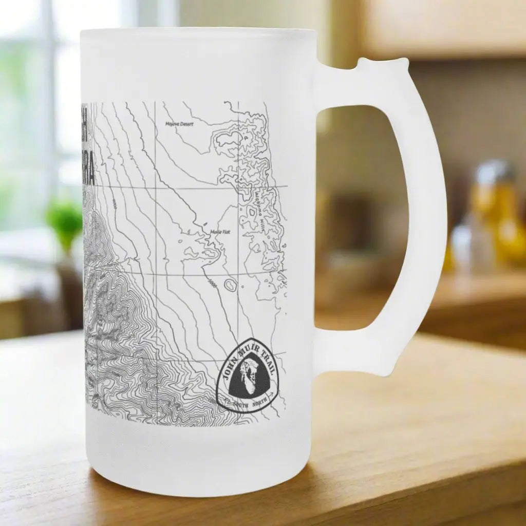 Mount Whitney High Sierra Topographic Frosted Pint Mug Beer Stein PCT JMT Drinkware teelaunch