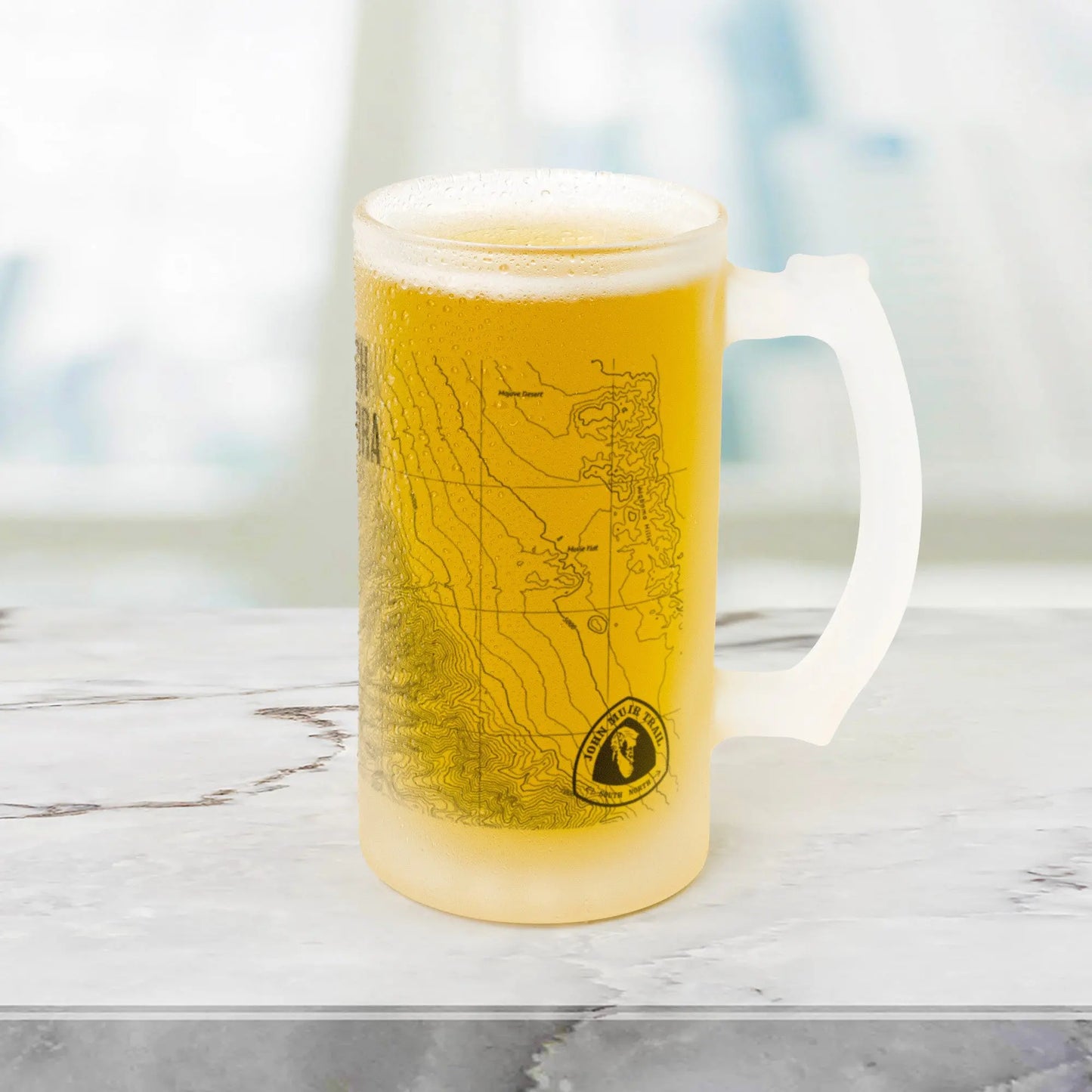Mount Whitney High Sierra Topographic Frosted Pint Mug Beer Stein PCT JMT Drinkware teelaunch Default Title