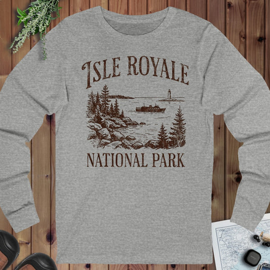 Isle Royale National Park Long Sleeve T-Shirt in Athletic Heather