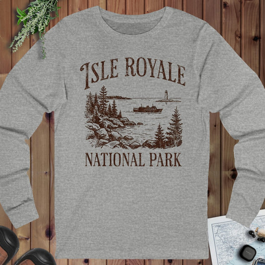 Isle Royale National Park Classic Long Sleeve T-Shirt in Athletic Heather