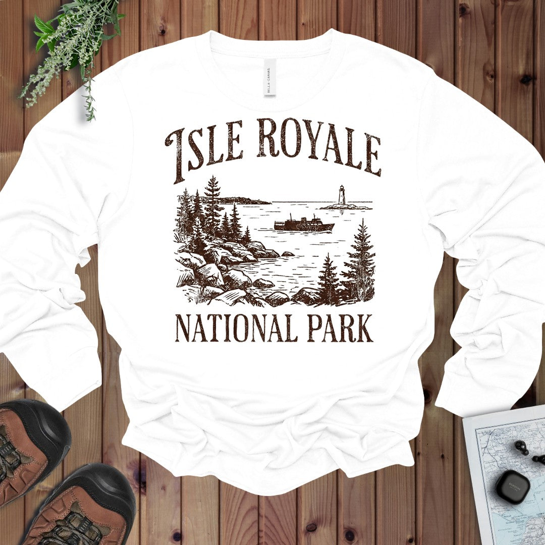 Isle Royale National Park Classic Long Sleeve T-Shirt in White