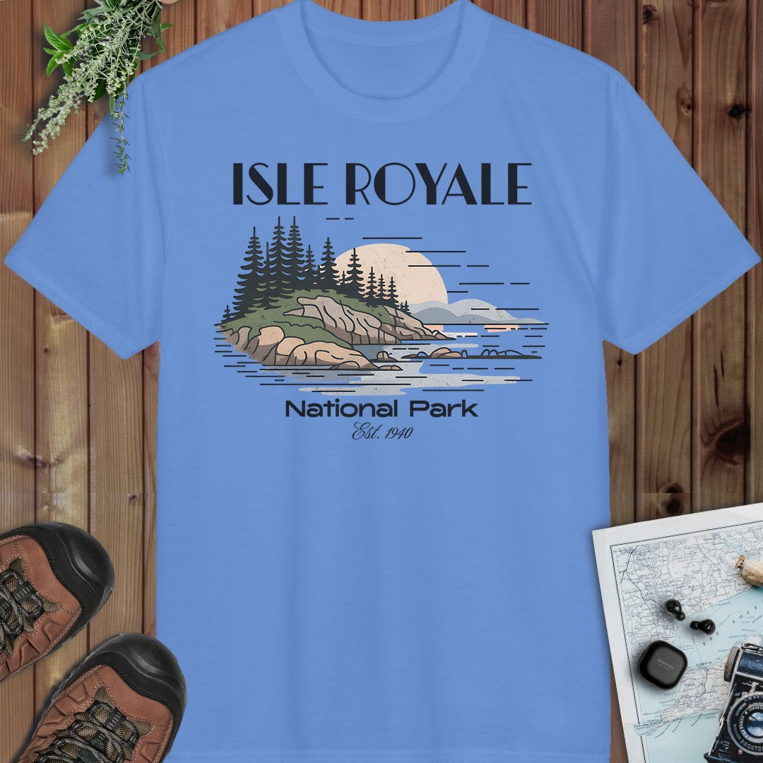 Isle Royale Superior Lines National Park Performance T-Shirt in Carolina Blue